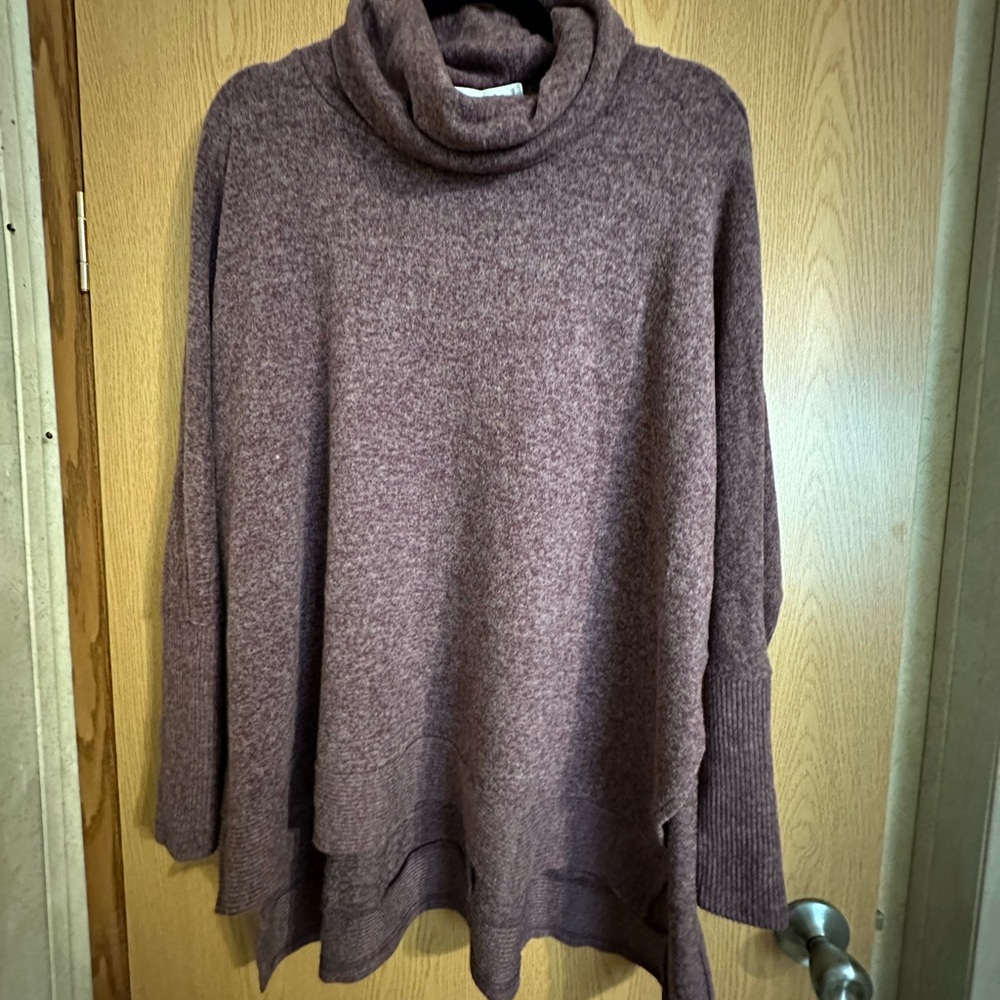 Zenana Outfitters Plum Cowl Neck Sweater